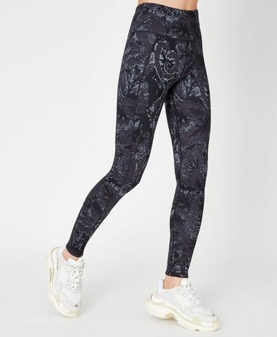 Reversible High Waisted Yoga Leggings, Tonal Begonia Print | Sweaty Betty