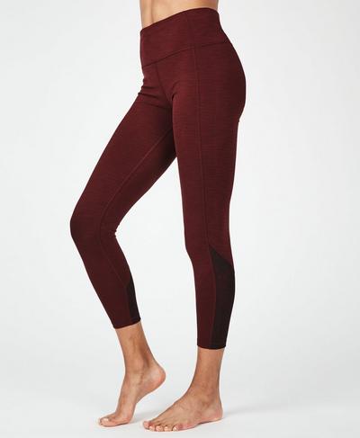 Super Sculpt High Waisted Mesh 7/8 Yoga Leggings, Black Cherry | Sweaty Betty