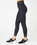 Contour Embossed 7/8 Workout Leggings, Black Embossed Feather | Sweaty Betty