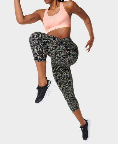 Power Cropped Workout Leggings , Black SB Slot Print | Sweaty Betty