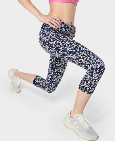 Power Cropped-Fitness Leggings , Green Dab Print | Sweaty Betty