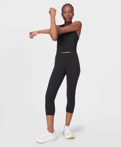 Power Cropped Workout Leggings, Black | Sweaty Betty