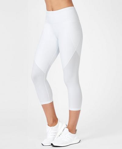 Power Cropped Workout Leggings, White | Sweaty Betty