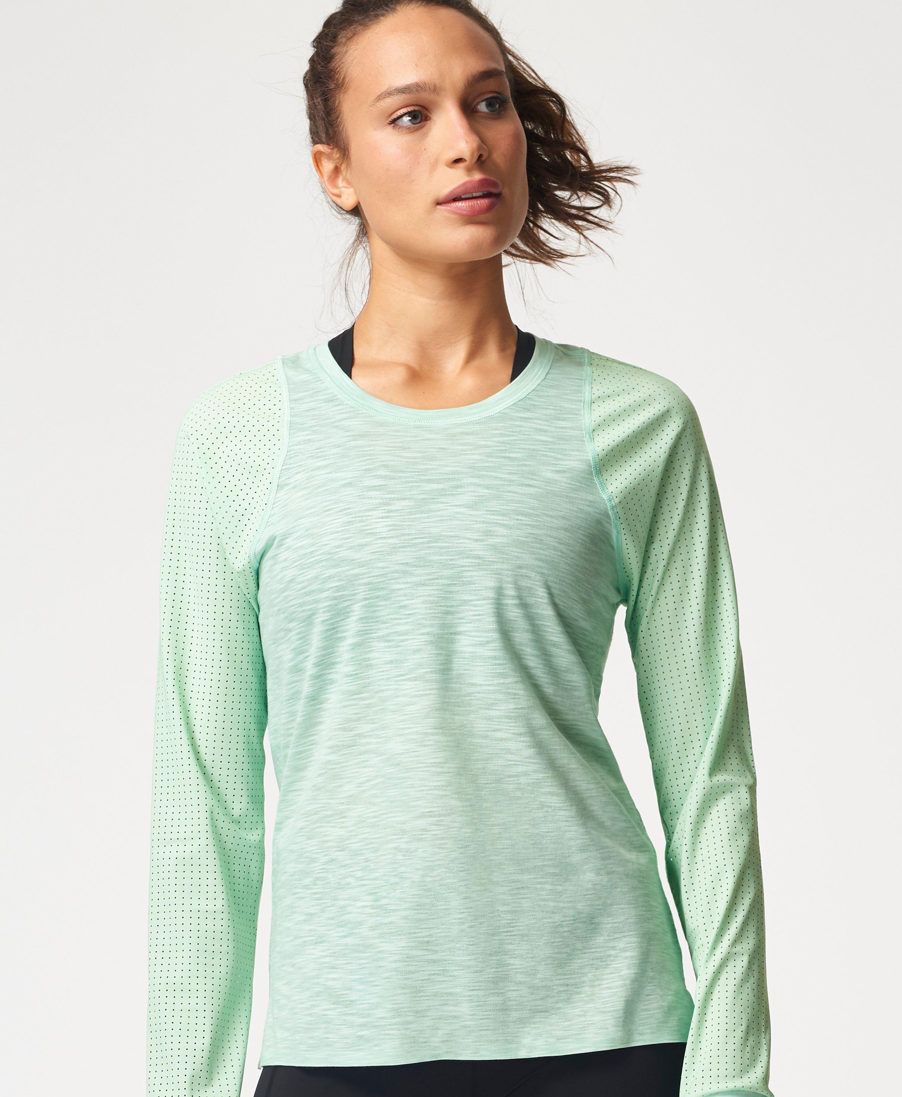 long sleeve white running top