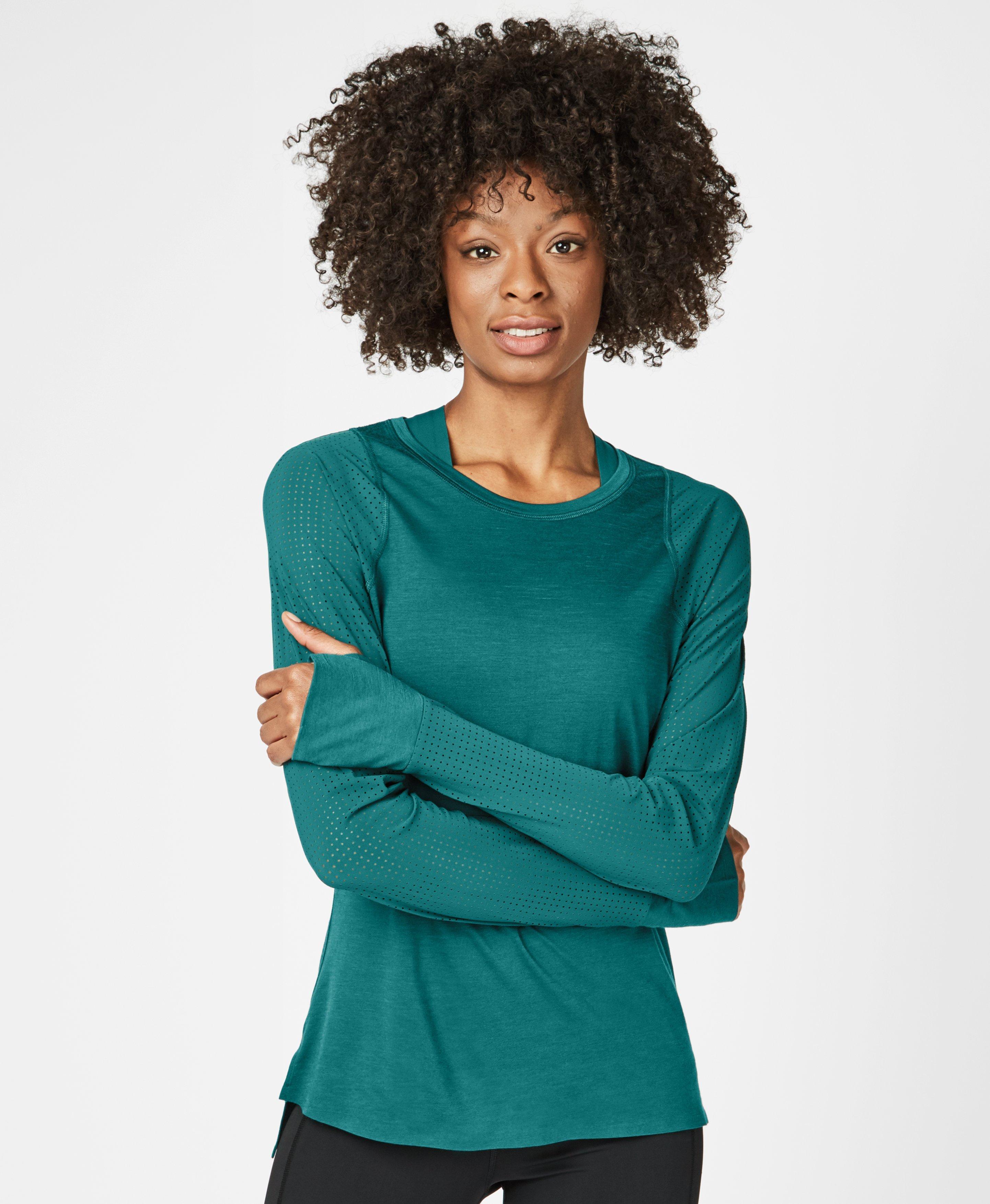 Breeze Merino Long Sleeve Running Top, June Bug Green | Sweaty Betty