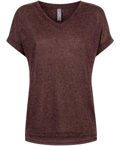 Ab Crunch V-Neck Workout T-Shirt, Black Cherry | Sweaty Betty
