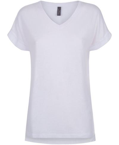 Ab Crunch V-Neck Workout T-Shirt, White | Sweaty Betty