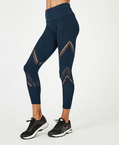 Kaleidoscope Seamless 7/8 Workout Leggings, Beetle Blue | Sweaty Betty