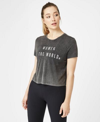 Euphoria Crop Workout T-Shirt, Slate | Sweaty Betty