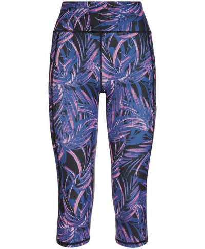 Zero Gravity High Waisted Capri Running Leggings, Neon Palm Leaf Print | Sweaty Betty