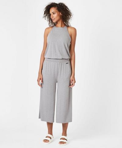 Serenity Culotte Jumpsuit, Charcoal Marl | Sweaty Betty