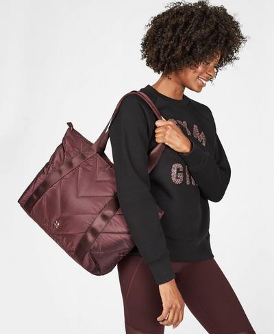 Icon Quilted Everyday Bag, Black Cherry | Sweaty Betty