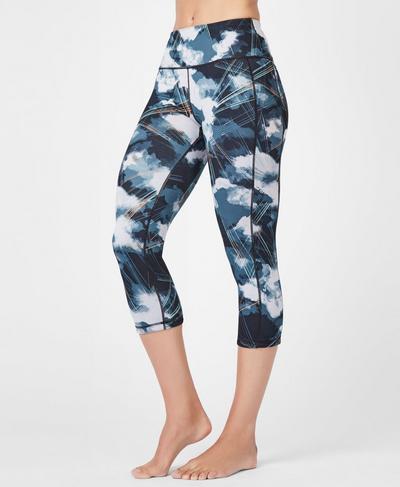 Reversible High Waisted Cropped Yoga Leggings, Black Cloud Print | Sweaty Betty