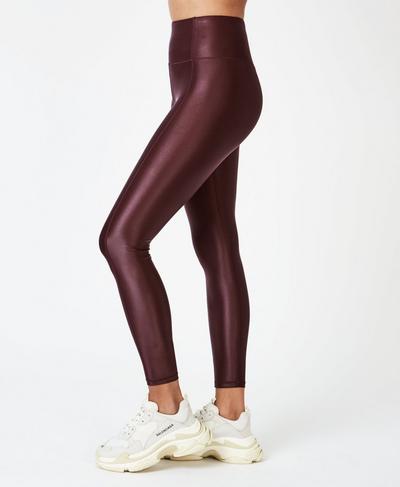 High Shine High Waisted Workout Leggings, Black Cherry | Sweaty Betty