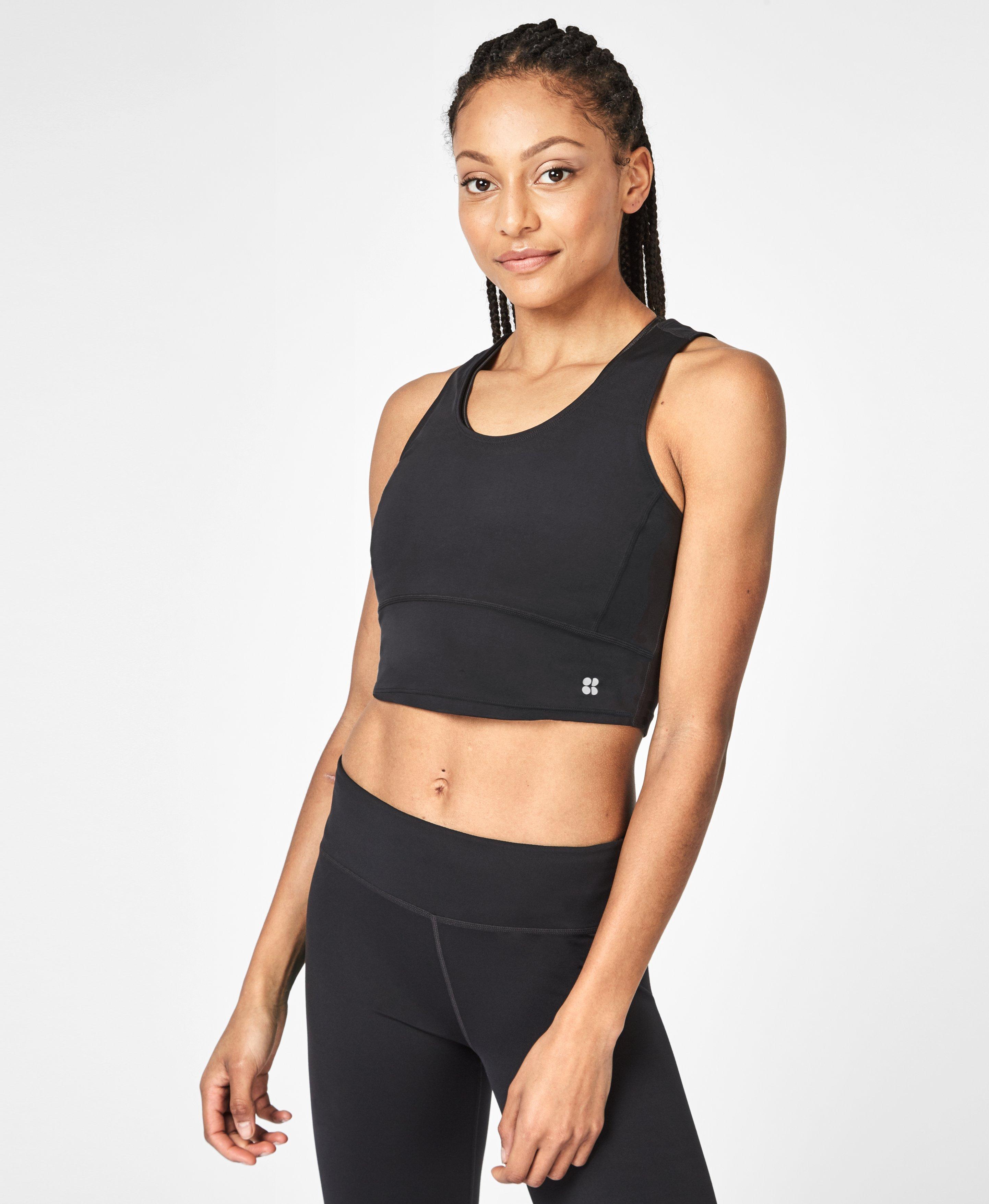 black crop workout tank