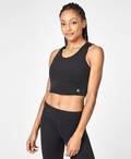Kenza Crop Workout Tank, Black Logo | Sweaty Betty