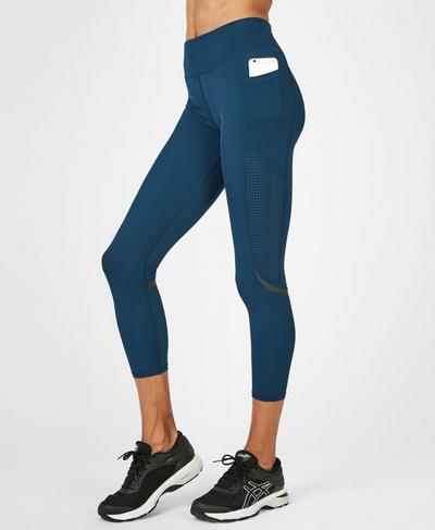 Zero Gravity High Waisted 7/8 Running Leggings, Beetle Blue | Sweaty Betty