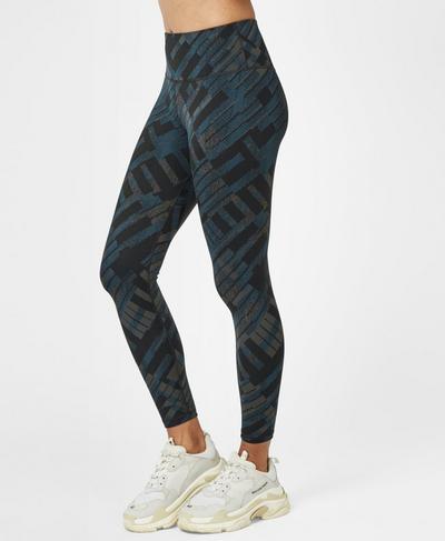 Jacquard Workout Leggings, Slate Interlinked Geo | Sweaty Betty