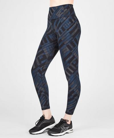 Jacquard 7/8 Workout Leggings, Slate Interlinked Geo | Sweaty Betty