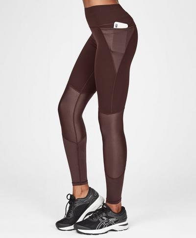 Power Shine Mesh Workout Leggings, Black Cherry | Sweaty Betty
