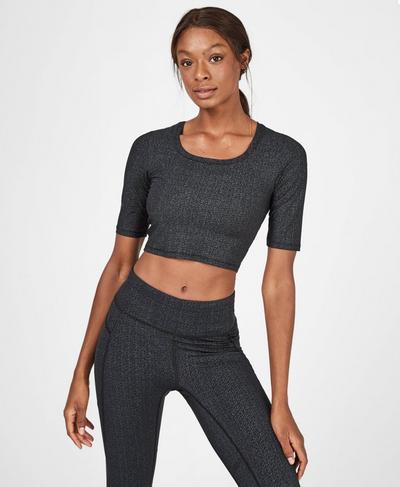 Score Cropped Workout T-shirt, Black | Sweaty Betty