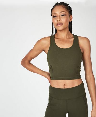 Power Crop Workout Vest, Olive | Sweaty Betty