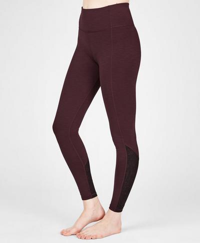 Super Sculpt High Waisted Mesh Yoga Leggings, Black Cherry | Sweaty Betty
