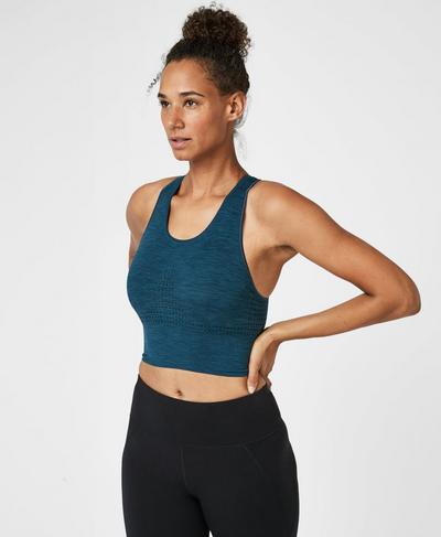 Stamina Longline Sports Bra, Beetle Blue | Sweaty Betty