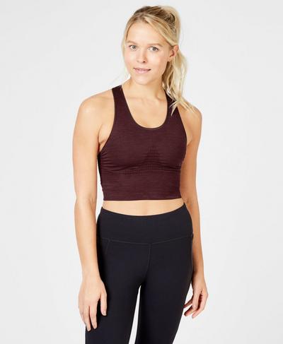 Stamina Longline Sports Bra, Black Cherry | Sweaty Betty