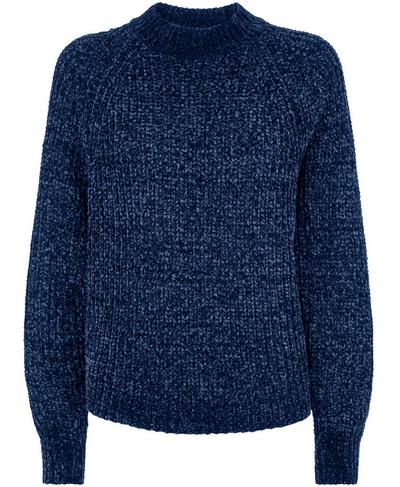 Lita Chenille Crewneck Jumper, Beetle Blue Marl | Sweaty Betty