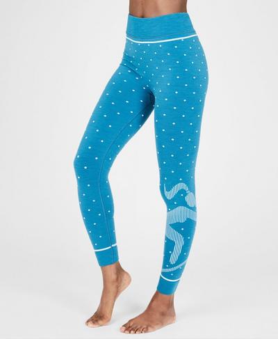 Freestyle Ski Merino Base Layer Leggings, Ski Jumper Blue Jacquard | Sweaty Betty