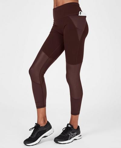 Power Shine Mesh 7/8 Workout Leggings, Black Cherry | Sweaty Betty