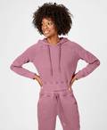 Garudasana Cropped Hooded Sweatshirt, Heather Rose Pink | Sweaty Betty