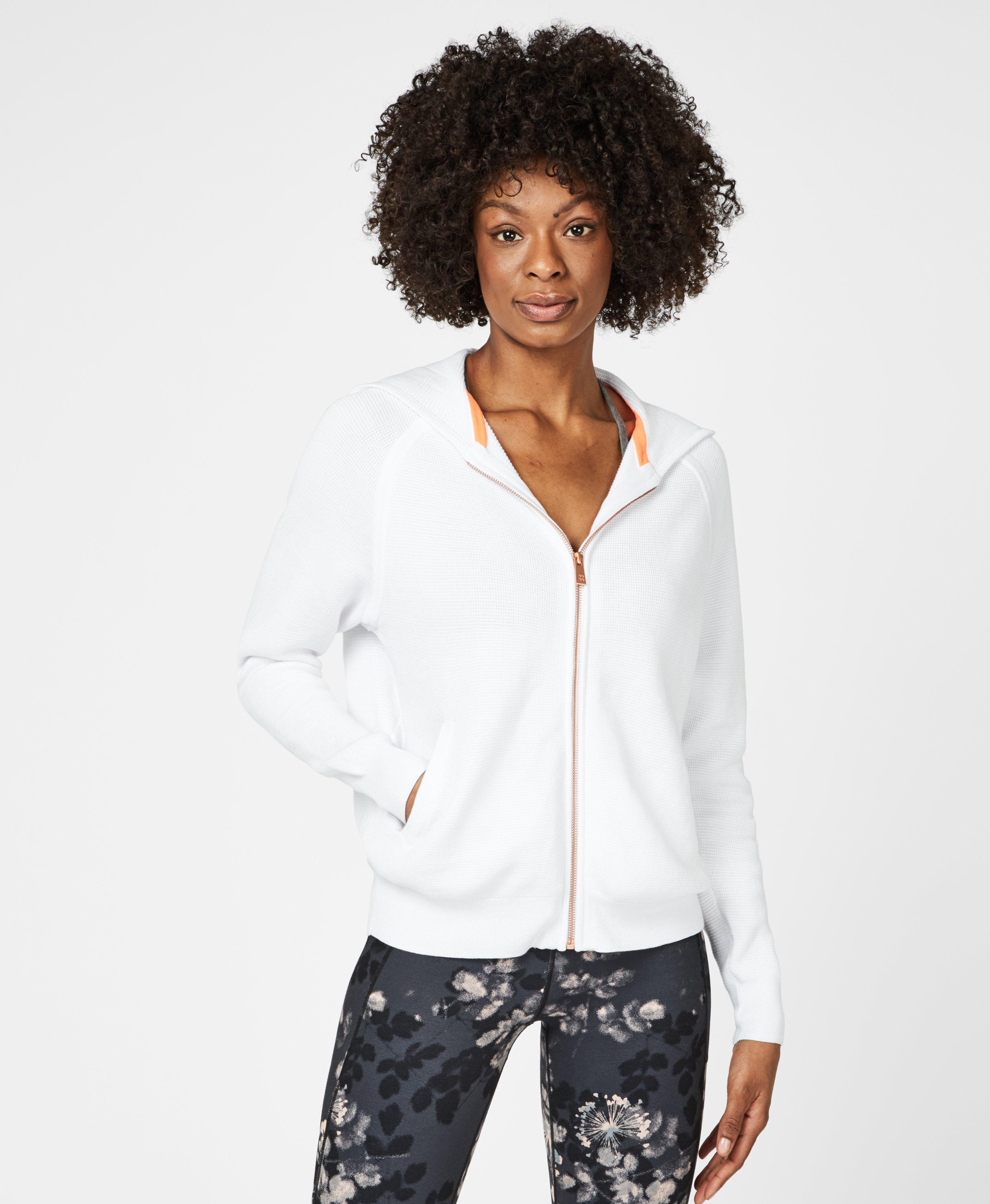 Fulham Cashmere Blend Hoody, White | Sweaty Betty