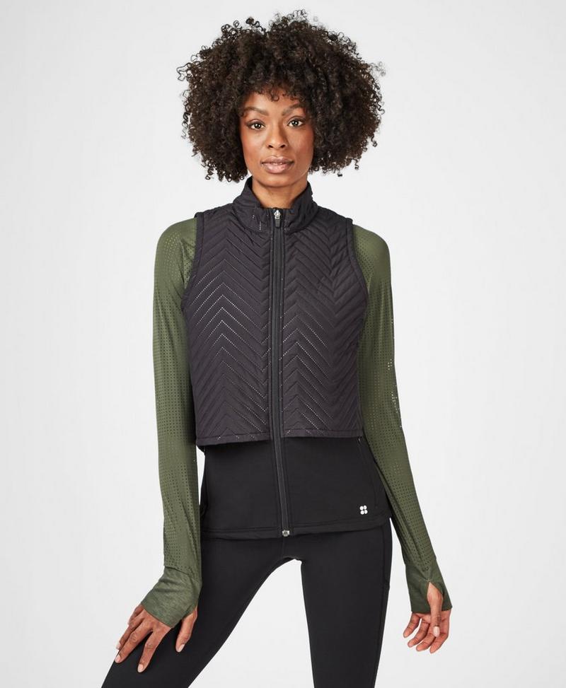 Fast Track Thermal Running Gilet - black | Women's Jackets + Coats ...