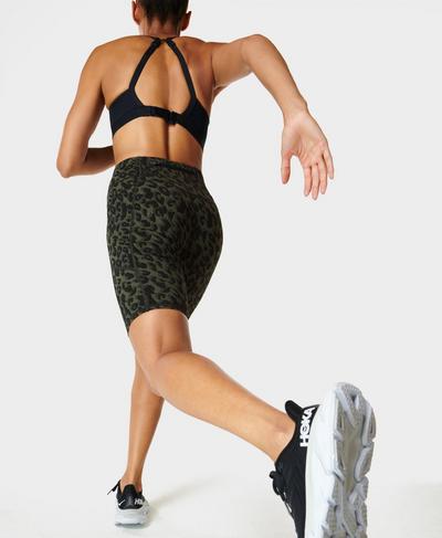 Zero Gravity 9” Cycling Shorts, Olive Leopard Print | Sweaty Betty