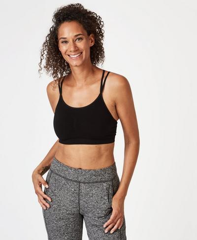 Brahma Bamboo Padded Yoga Bra, Black | Sweaty Betty