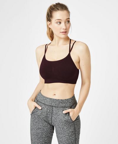 Brahma Bamboo Padded Yoga Bra, Black Cherry | Sweaty Betty