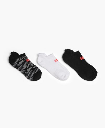 Workout Trainer Socks 3 Pack , Ultra Black Camo Print | Sweaty Betty