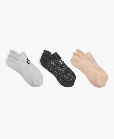 Workout Sneaker Socks 3 Pack , Silver Lurex | Sweaty Betty