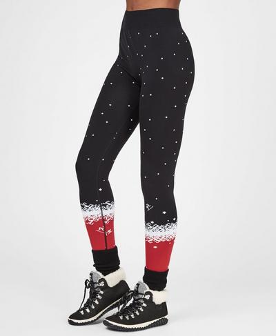 Betty Ski Base Layer Leggings, Betty Fade Red Placement Print | Sweaty Betty