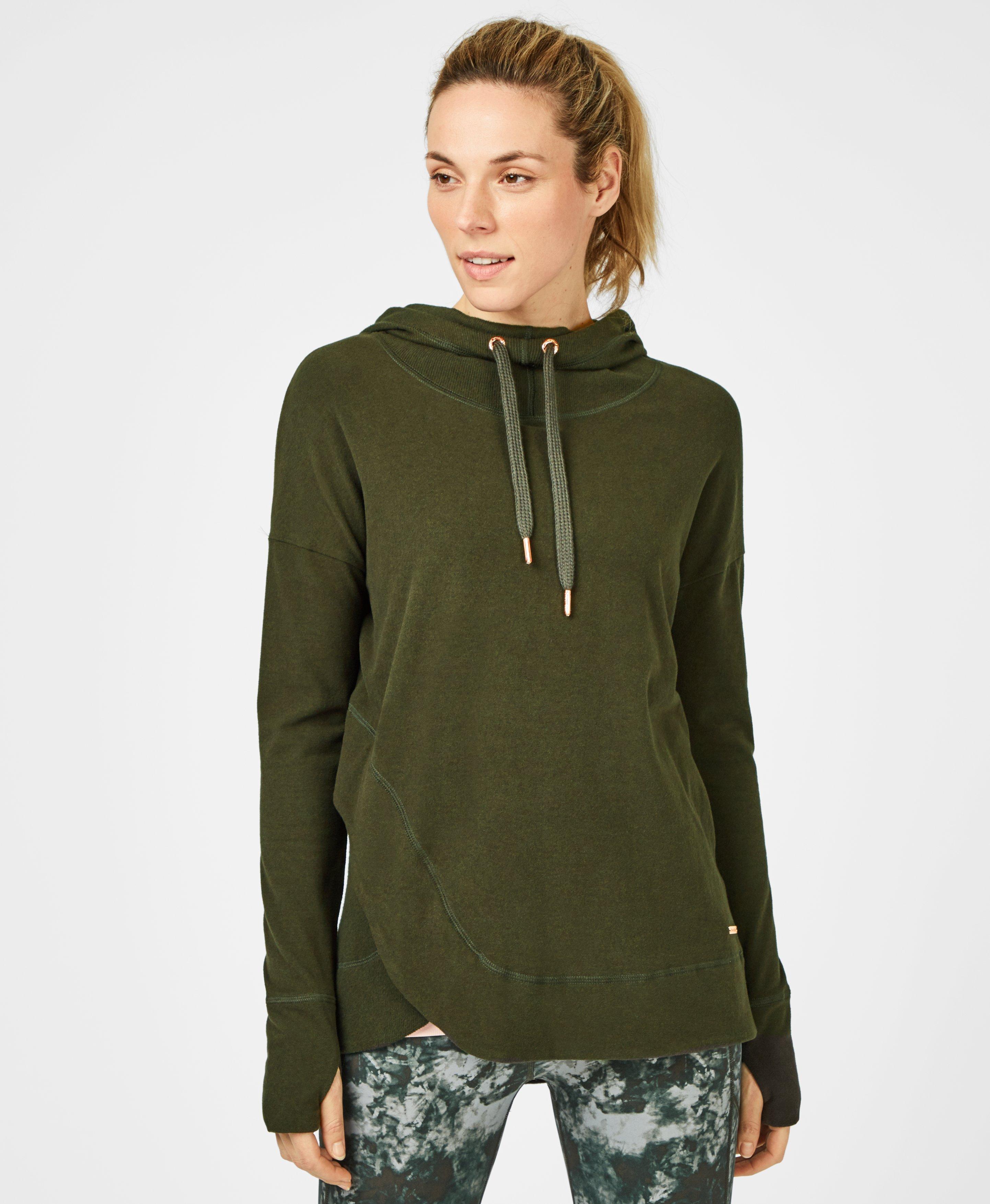 khaki green hoodie women's