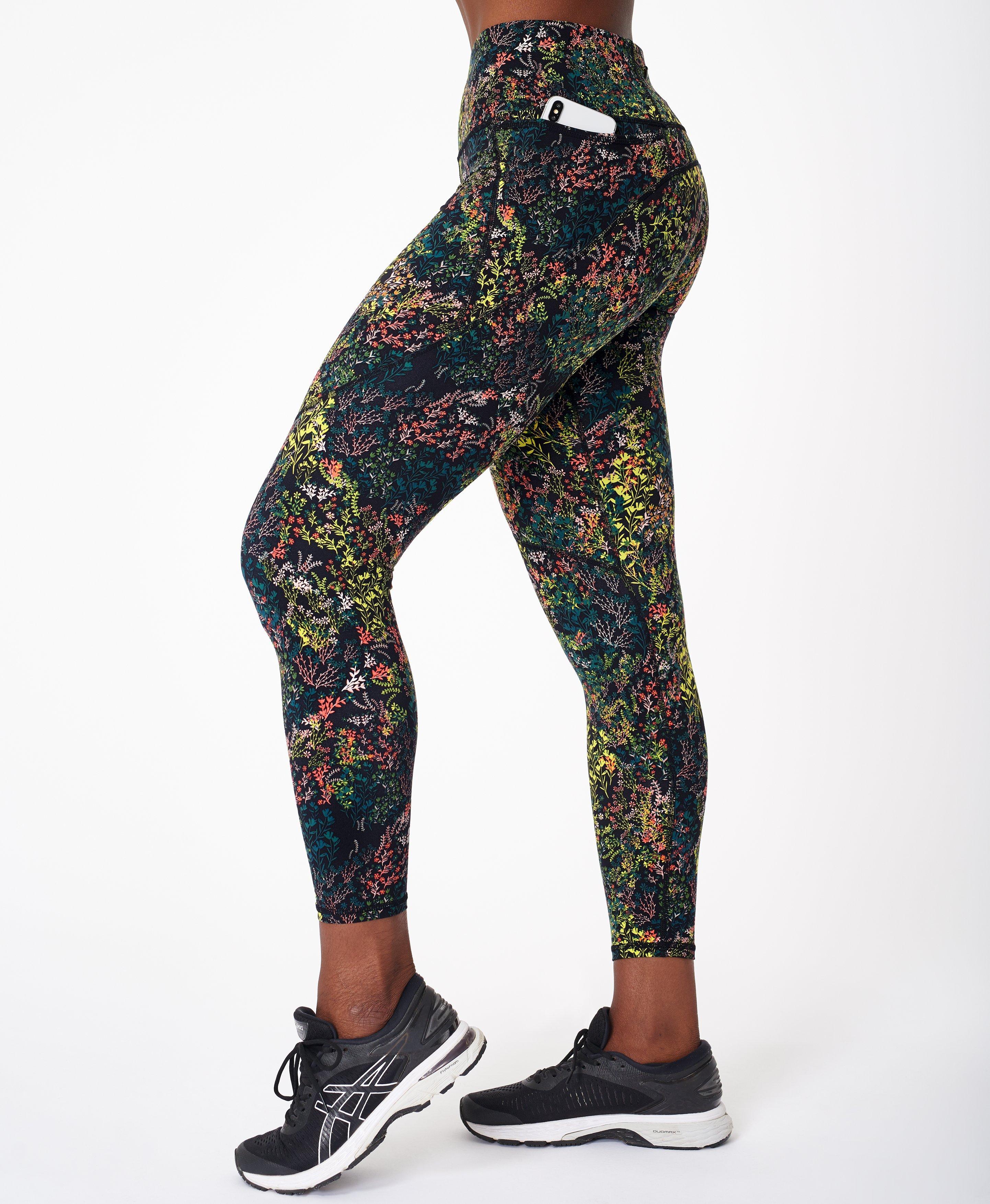 black floral workout leggings