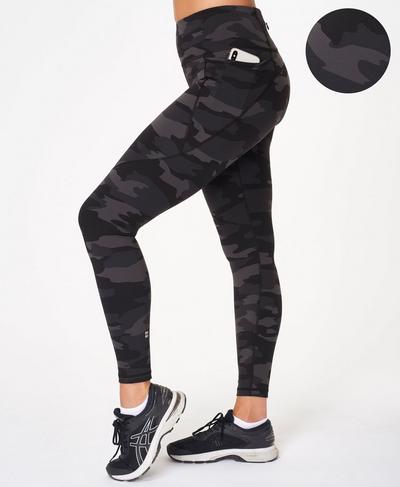 Power Gym Leggings, Black Tonal Camo Print | Sweaty Betty