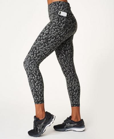 Power 7/8 Gym Leggings , Black Tonal Leopard Print | Sweaty Betty