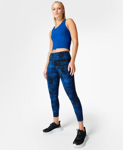 Power 7/8 Gym Leggings , Blue Frame Print | Sweaty Betty