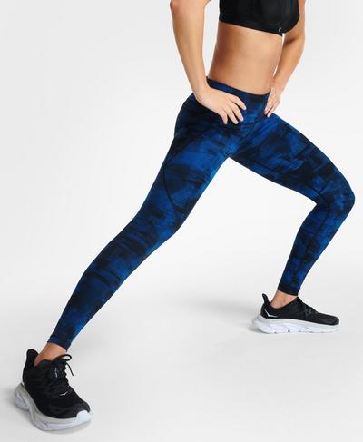 Power Workout Leggings , Blue Frame Print | Sweaty Betty