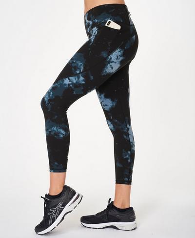 Power 7/8 Workout Leggings, Blue Tie Dye Print | Sweaty Betty