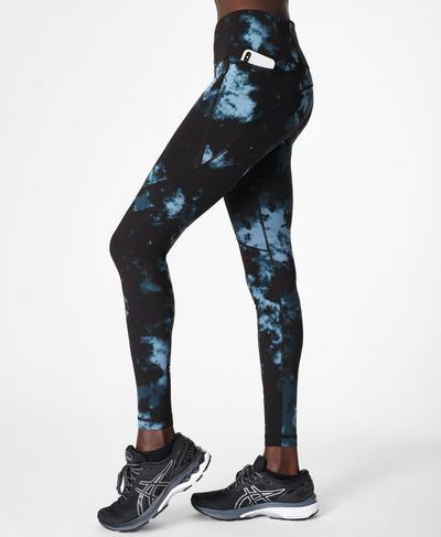Power Gym Leggings, Blue Tie Dye Print | Sweaty Betty