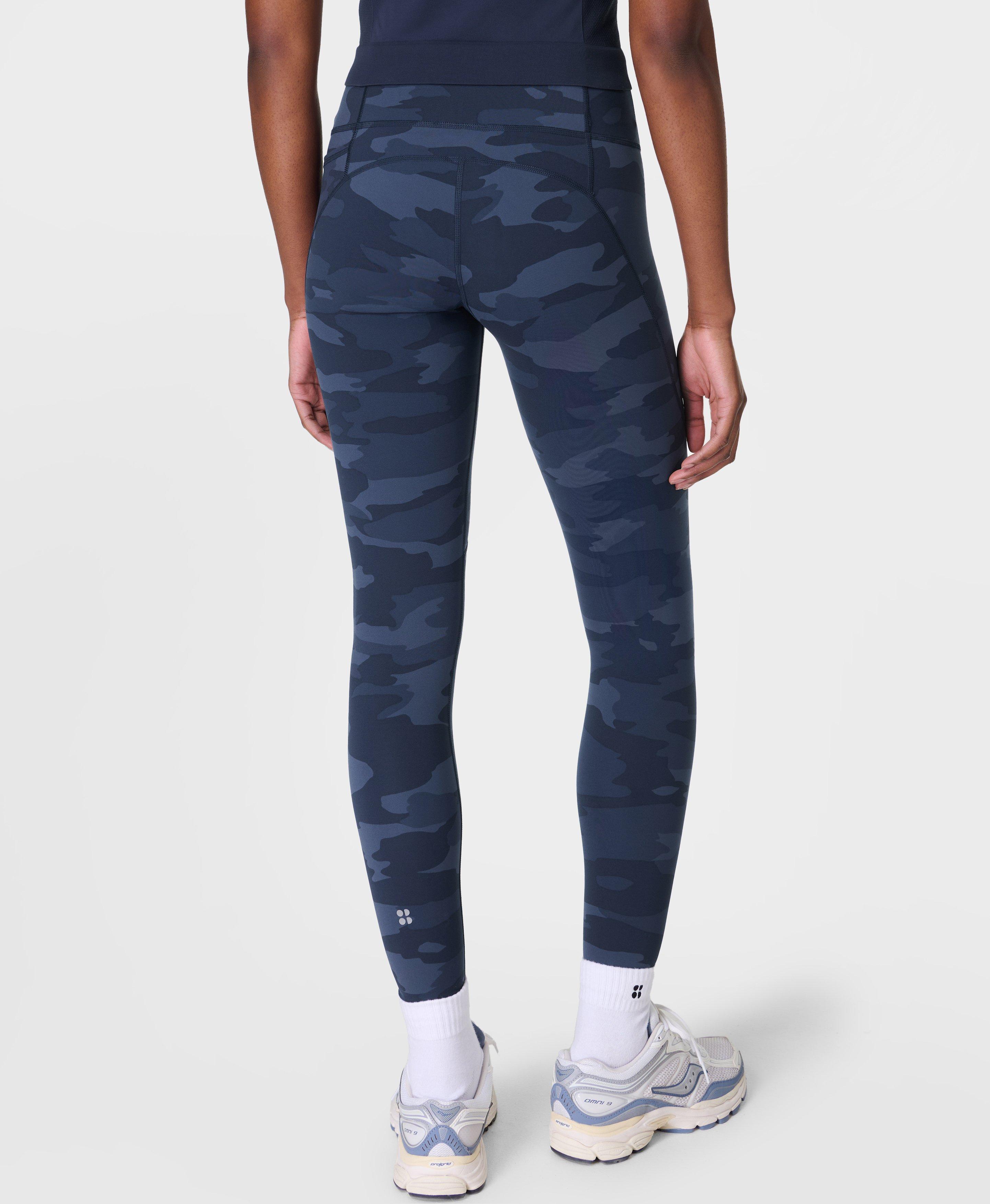 blue camo workout leggings